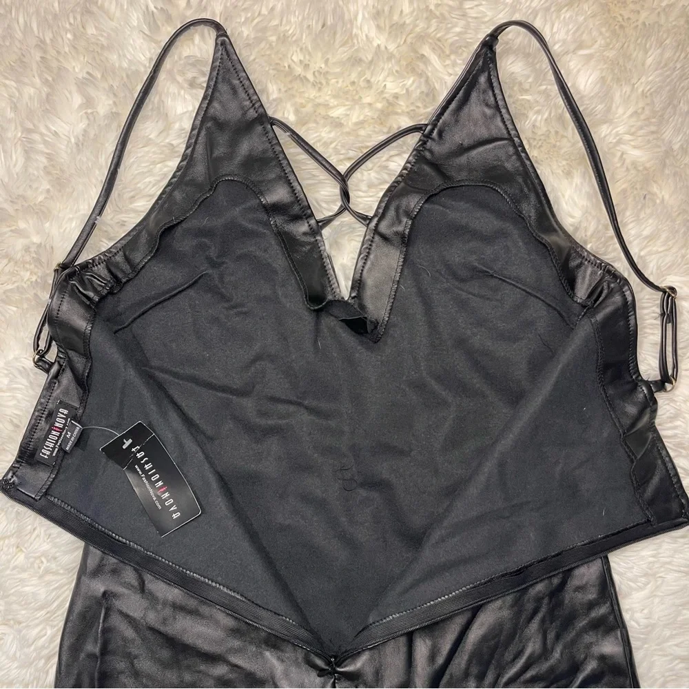 Fashion Nova Black Faux Leather Dress “Keep It Right and Tight Dress” - Picture 9 of 14
